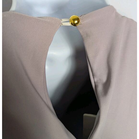 NWT Club L London My World Maternity Shoot Jumpsuit Taupe V Neck Long US 4 UK 8 - Picture 4 of 9